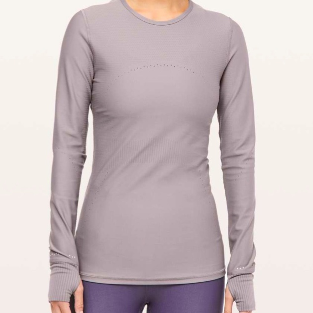 Lululemon Zoned In Long Sleeve, Lunar Rock, Women’s Size 6, Style W3BFPS